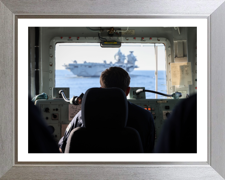 Quarter Master's view at the wheel Photo Print - Royal Navy Hampshire Prints 10 x 8 Silver Frame Yes