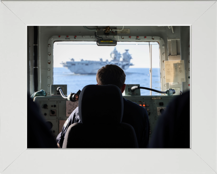 Quarter Master's view at the wheel Photo Print - Royal Navy Hampshire Prints 10 x 8 White Frame No