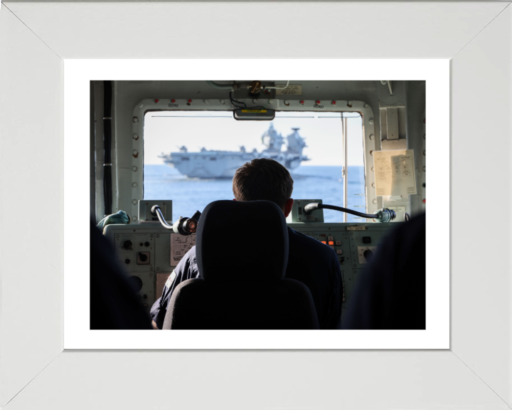 Quarter Master's view at the wheel Photo Print - Royal Navy Hampshire Prints 10 x 8 White Frame Yes