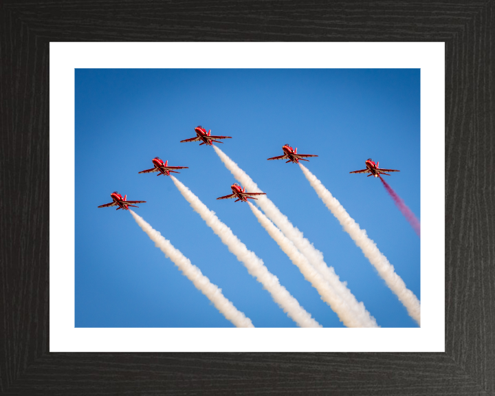 RAF Red Arrows in Formation Photo Print - Royal Air Force Aircraft Hampshire Prints 10 x 8 Black Frame Yes