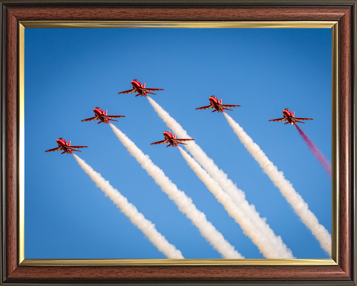 RAF Red Arrows in Formation Photo Print - Royal Air Force Aircraft Hampshire Prints 10 x 8 Classic Frame No