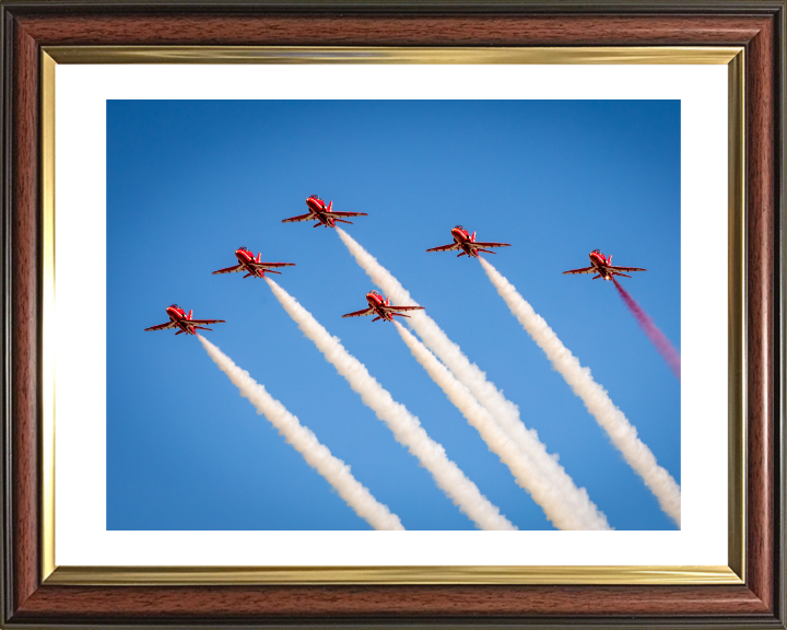 RAF Red Arrows in Formation Photo Print - Royal Air Force Aircraft Hampshire Prints 10 x 8 Classic Frame Yes
