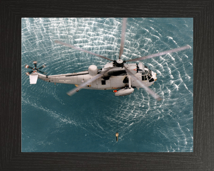 Westland Sea King MK 6 Helicopter Photo Print - Royal Navy Aircraft Hampshire Prints 10 x 8 Black Frame No