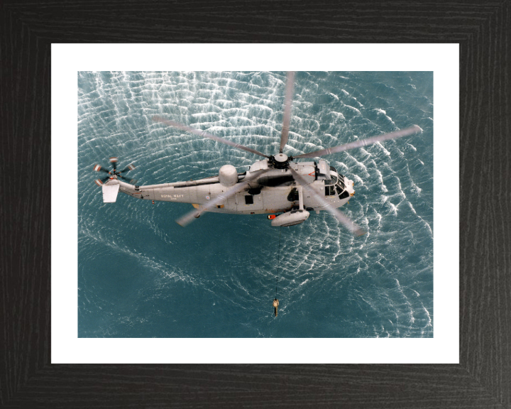 Westland Sea King MK 6 Helicopter Photo Print - Royal Navy Aircraft Hampshire Prints 10 x 8 Black Frame Yes