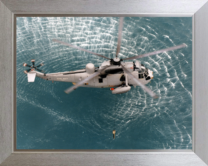 Westland Sea King MK 6 Helicopter Photo Print - Royal Navy Aircraft Hampshire Prints 10 x 8 Silver Frame No