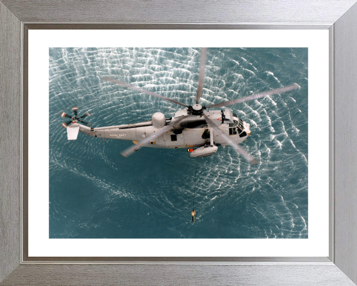 Westland Sea King MK 6 Helicopter Photo Print - Royal Navy Aircraft Hampshire Prints 10 x 8 Silver Frame Yes