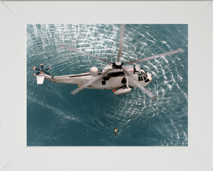 Westland Sea King MK 6 Helicopter Photo Print - Royal Navy Aircraft Hampshire Prints 10 x 8 White Frame No