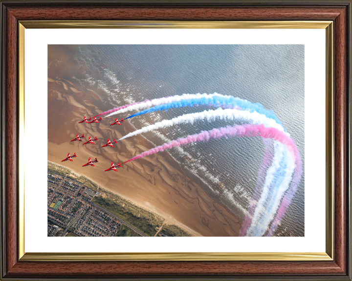 RAF Red Arrows over Blackpool beach Photo Print - Royal Air Force Aircraft Hampshire Prints 10 x 8 Classic Frame Yes