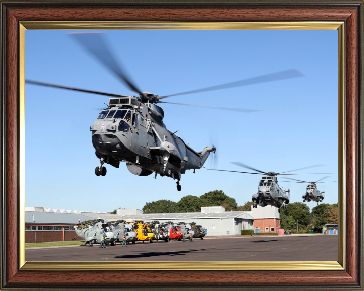 Sea King Mk7 Helicopters at HMS Sultan Photo Print - Royal Navy Aircraft Hampshire Prints 10 x 8 Classic Frame No