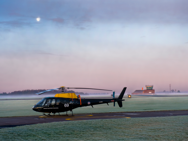 RAF Squirrel training Helicopter at sunrise Photo Print - Royal Air Force Aircraft Hampshire Prints 6 x 4 No Frame No