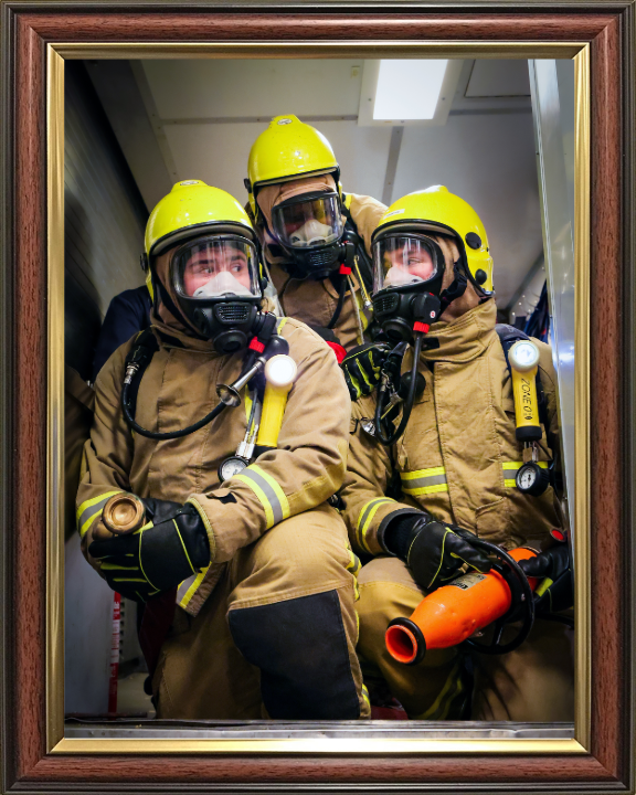 Firefighting Team During an Exercise Photo Print - Royal Navy Hampshire Prints 10 x 8 Classic Frame No