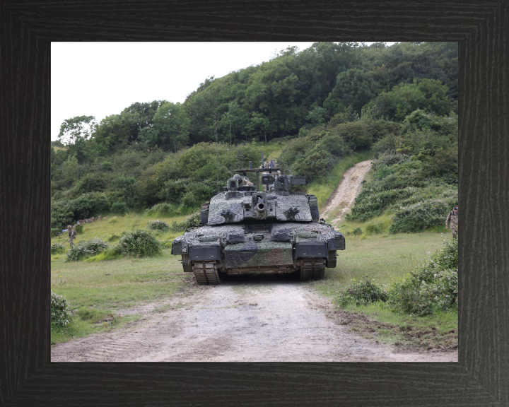 Challenger Megatron Main battle Tank On Tracks Photo Print - British Army Vehicle Hampshire Prints 10 x 8 Black Frame No