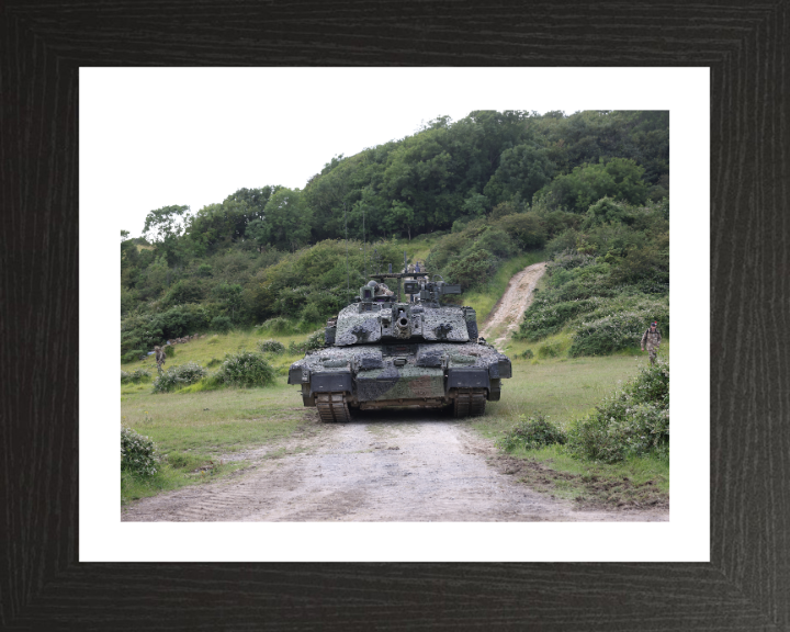 Challenger Megatron Main battle Tank On Tracks Photo Print - British Army Vehicle Hampshire Prints 10 x 8 Black Frame Yes
