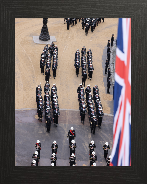 Guard Marching on the Mall London Photo Print - Royal Navy Hampshire Prints 10 x 8 Black Frame No