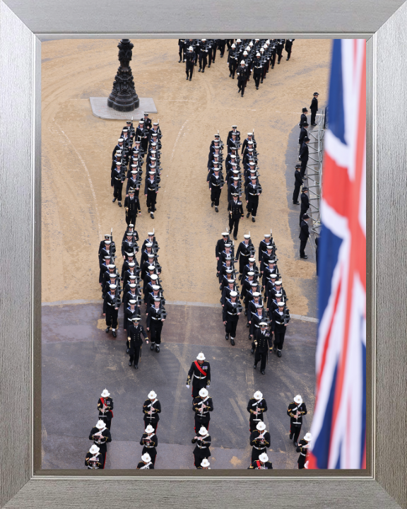 Guard Marching on the Mall London Photo Print - Royal Navy Hampshire Prints 10 x 8 Silver Frame No