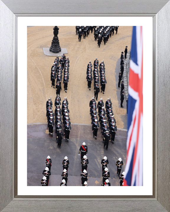Guard Marching on the Mall London Photo Print - Royal Navy Hampshire Prints 10 x 8 Silver Frame Yes