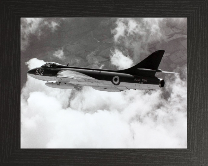 Hawker Hunter Jet in Flight Photo Print - Royal Navy Aircraft Hampshire Prints 10 x 8 Black Frame No