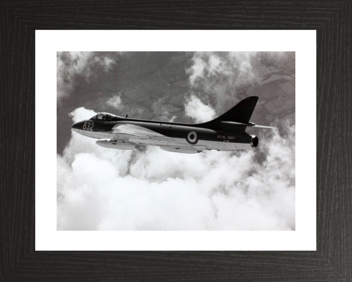 Hawker Hunter Jet in Flight Photo Print - Royal Navy Aircraft Hampshire Prints 10 x 8 Black Frame Yes