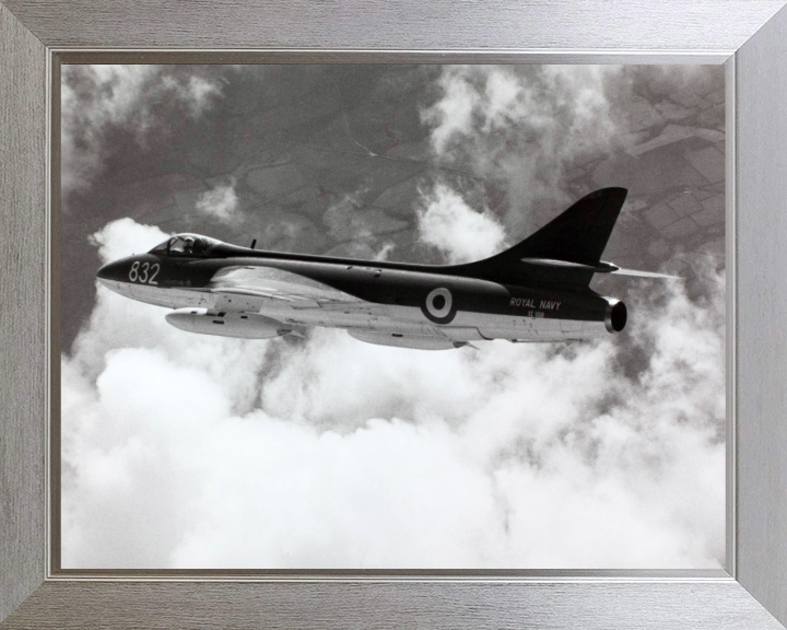 Hawker Hunter Jet in Flight Photo Print - Royal Navy Aircraft Hampshire Prints 10 x 8 Silver Frame No