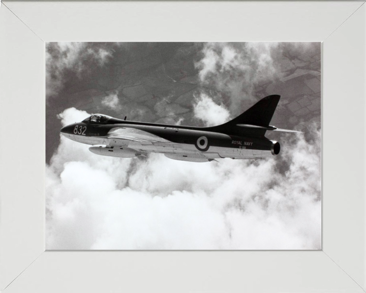 Hawker Hunter Jet in Flight Photo Print - Royal Navy Aircraft Hampshire Prints 10 x 8 White Frame No
