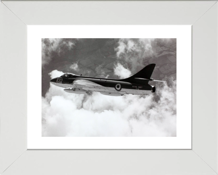 Hawker Hunter Jet in Flight Photo Print - Royal Navy Aircraft Hampshire Prints 10 x 8 White Frame Yes