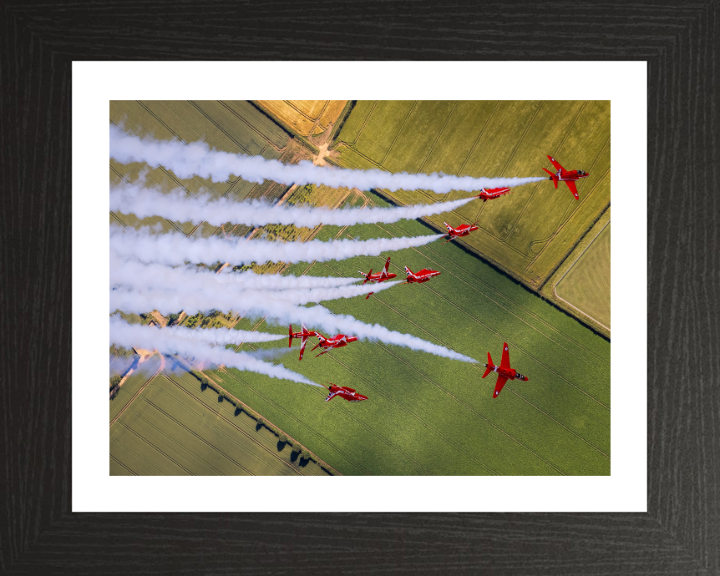 RAF Red Arrows performing Photo Print - Royal Air Force Aircraft Hampshire Prints 10 x 8 Black Frame Yes