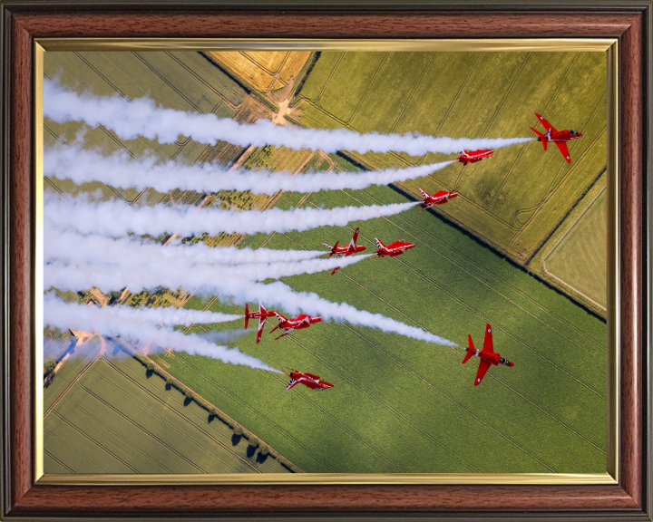 RAF Red Arrows performing Photo Print - Royal Air Force Aircraft Hampshire Prints 10 x 8 Classic Frame No