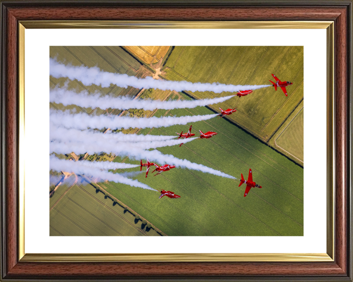 RAF Red Arrows performing Photo Print - Royal Air Force Aircraft Hampshire Prints 10 x 8 Classic Frame Yes