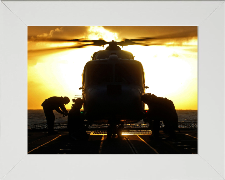 Aircraft Engineering Technicians and Lynx helicopter | Photo Print | Framed Print | Military | Aircraft | Wall Art | Decor | NAS | Aviation Hampshire Prints 10 x 8 White Frame No