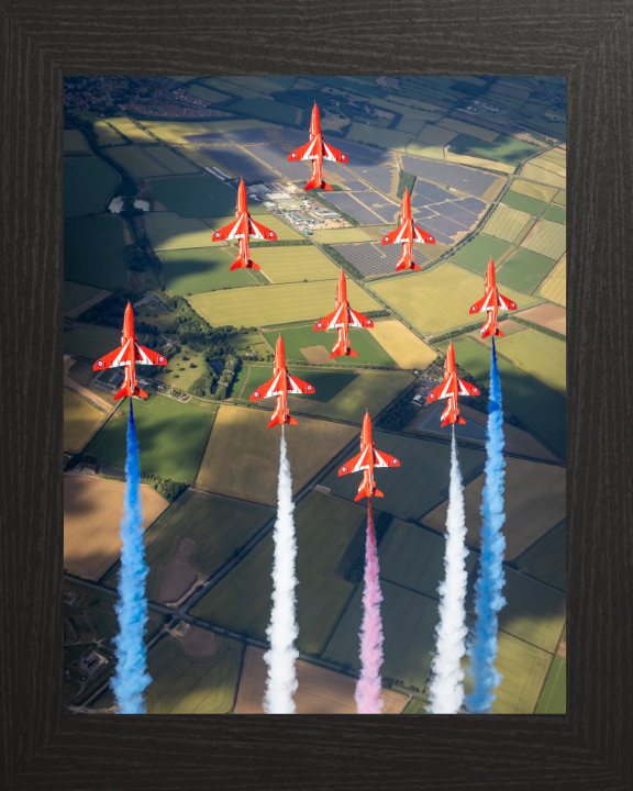 RAF Red Arrows Display Photo Print - Royal Air Force Aircraft Hampshire Prints 10 x 8 Black Frame No