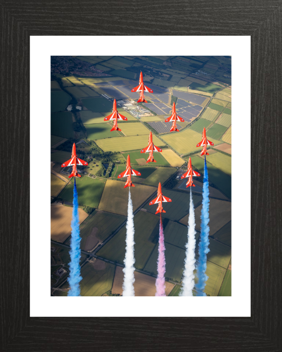 RAF Red Arrows Display Photo Print - Royal Air Force Aircraft Hampshire Prints 10 x 8 Black Frame Yes