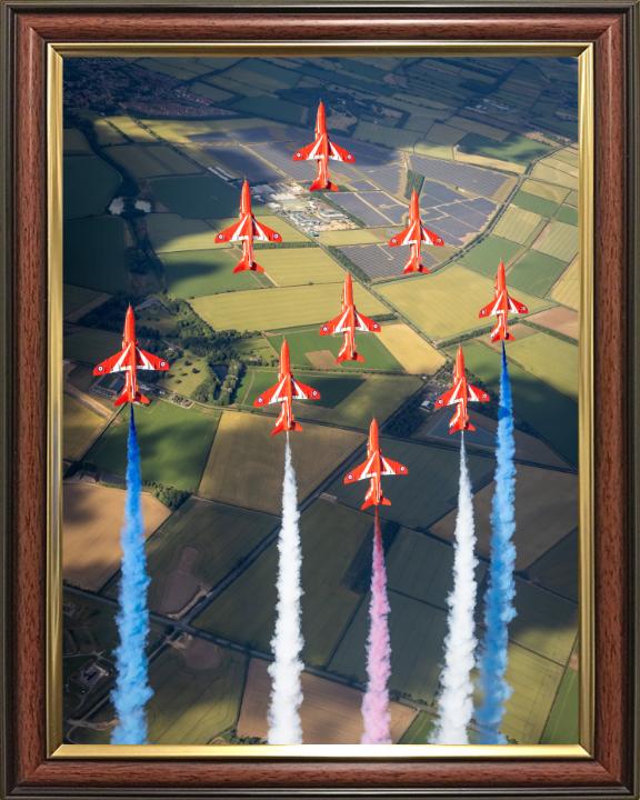 RAF Red Arrows Display Photo Print - Royal Air Force Aircraft Hampshire Prints 10 x 8 Classic Frame No