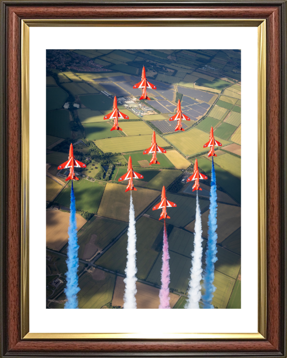 RAF Red Arrows Display Photo Print - Royal Air Force Aircraft Hampshire Prints 10 x 8 Classic Frame Yes