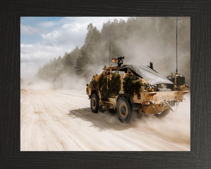 British Jackal 2 reconnaissance vehicle Photo Print - British Army Vehicle Hampshire Prints 10 x 8 Black Frame No
