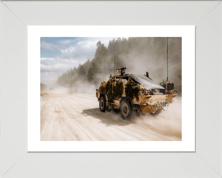 British Jackal 2 reconnaissance vehicle Photo Print - British Army Vehicle Hampshire Prints 10 x 8 White Frame Yes