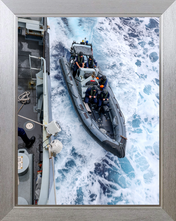 Sailors Riding a Seaboat Photo Print - Royal Navy Hampshire Prints 10 x 8 Silver Frame No