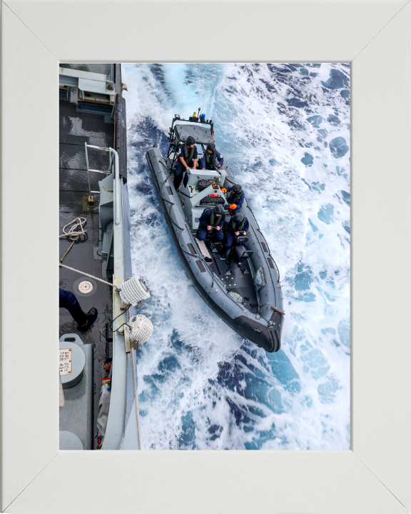 Sailors Riding a Seaboat Photo Print - Royal Navy Hampshire Prints 10 x 8 White Frame No