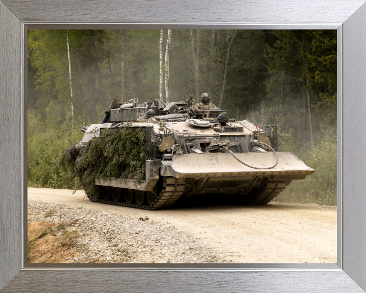 Challenger armoured repair and recovery vehicle Photo Print - British Army Vehicle Hampshire Prints 10 x 8 Silver Frame No