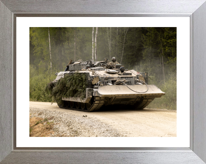 Challenger armoured repair and recovery vehicle Photo Print - British Army Vehicle Hampshire Prints 10 x 8 Silver Frame Yes