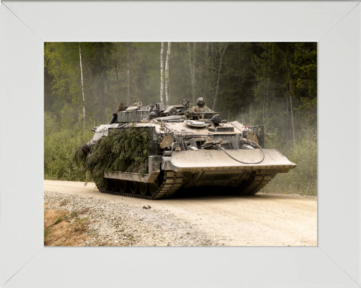 Challenger armoured repair and recovery vehicle Photo Print - British Army Vehicle Hampshire Prints 10 x 8 White Frame No