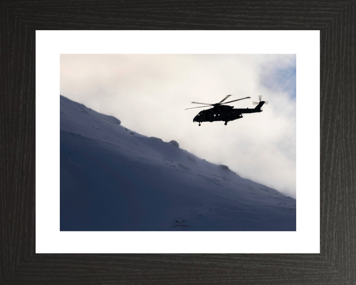 Merlin Helicopter Silhouette Photo Print - Royal Navy Aircraft Hampshire Prints 10 x 8 Black Frame Yes