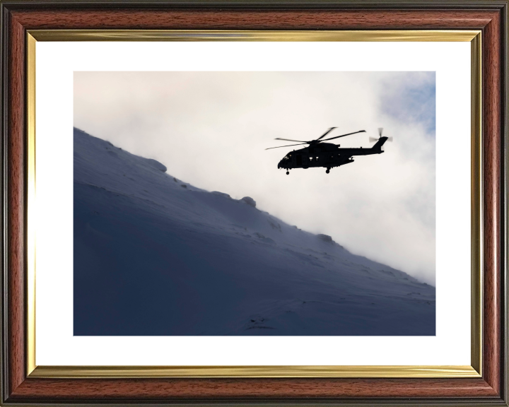 Merlin Helicopter Silhouette Photo Print - Royal Navy Aircraft Hampshire Prints 10 x 8 Classic Frame Yes