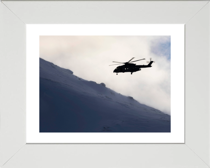 Merlin Helicopter Silhouette Photo Print - Royal Navy Aircraft Hampshire Prints 10 x 8 White Frame Yes