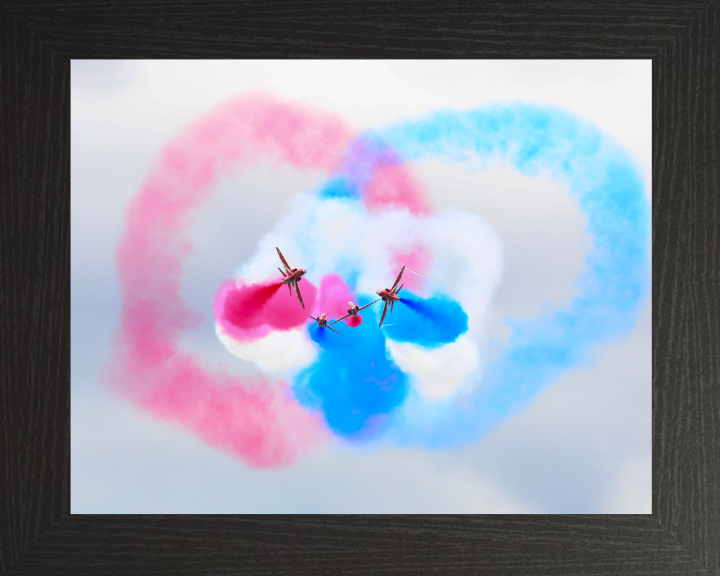 RAF Red Arrows Displaying Photo Print - Royal Air Force Aircraft Hampshire Prints 10 x 8 Black Frame No