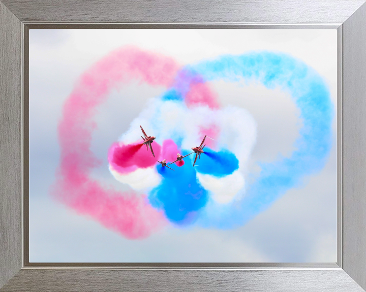 RAF Red Arrows Displaying Photo Print - Royal Air Force Aircraft Hampshire Prints 10 x 8 Silver Frame No