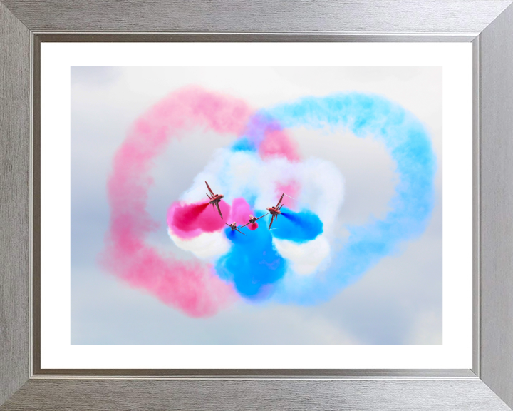 RAF Red Arrows Displaying Photo Print - Royal Air Force Aircraft Hampshire Prints 10 x 8 Silver Frame Yes
