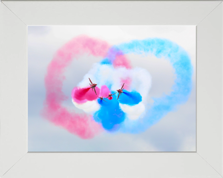 RAF Red Arrows Displaying Photo Print - Royal Air Force Aircraft Hampshire Prints 10 x 8 White Frame No