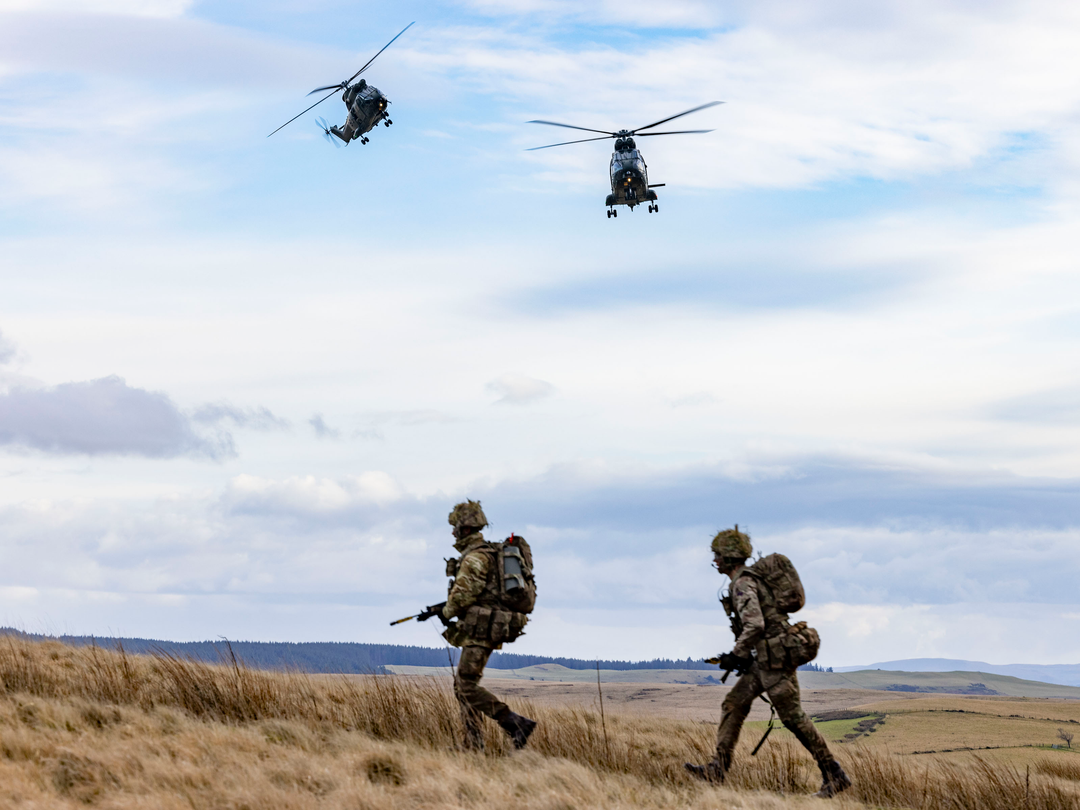 RAF Puma HC Mk2 Helicopters fly over soldiers Photo Print - Royal Air Force Aircraft Hampshire Prints 6 x 4 No Frame No
