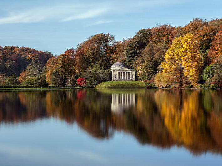 Reflections of Stourhead in Wiltshire in autumn Photo Print - Canvas - Framed Photo Print - Hampshire Prints