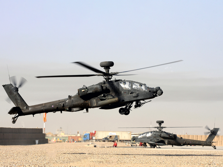 British Army AAC Apache AH1 Landing Bastion October 2011